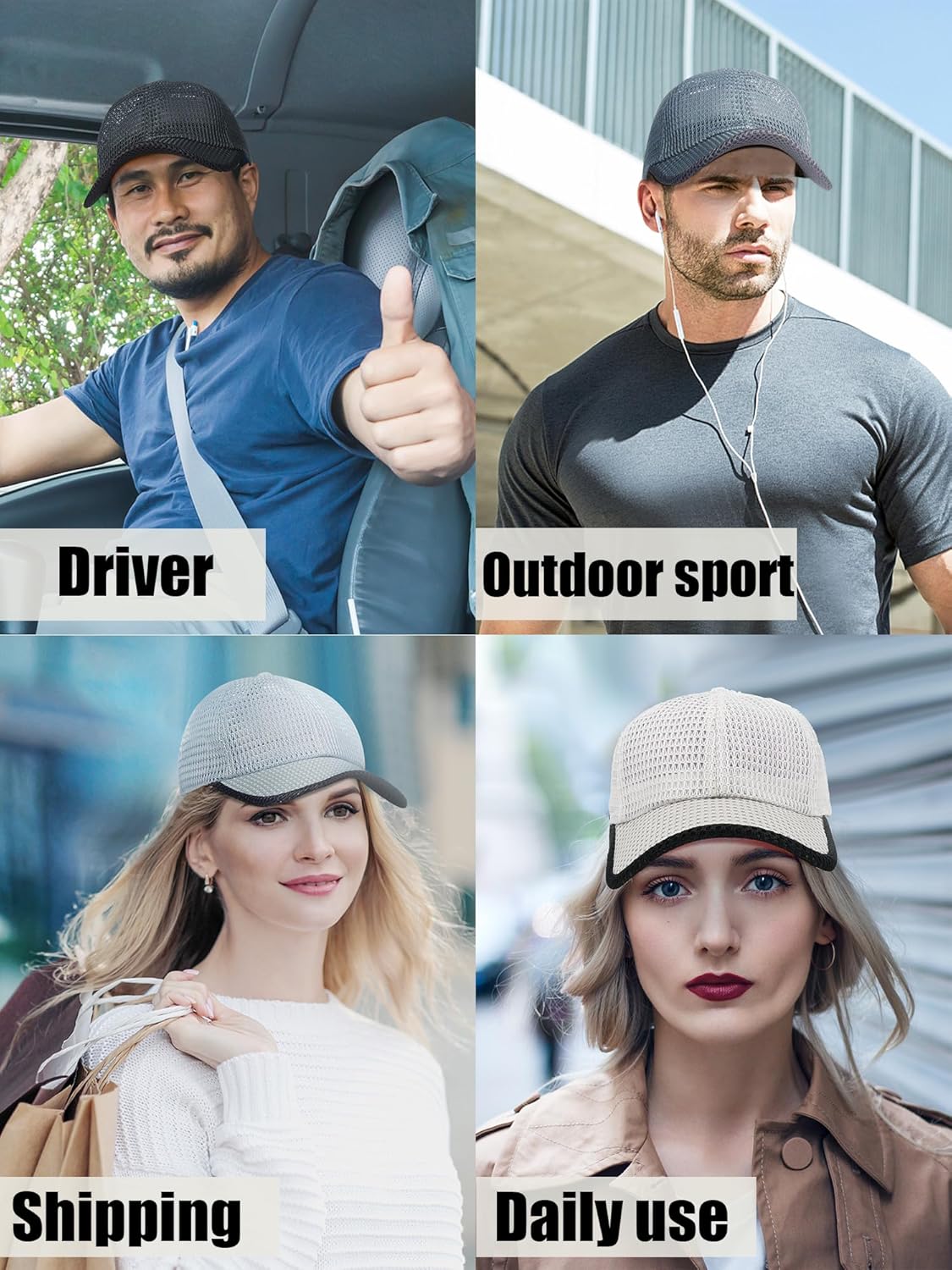 4 Pieces Summer Mesh Baseball Cap Breathable Full Cooling Hat Quick Dry Cool Hats Mesh Running Hat for Men Women