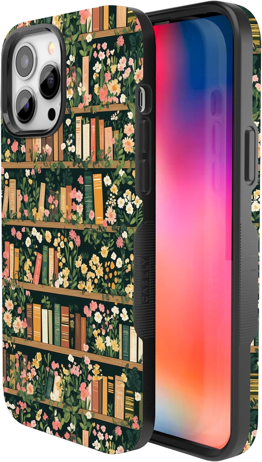 Casely iPhone 13 Pro Case | Book Nook | Floral Library | Bold Protective Design | Compatible with MagSafe