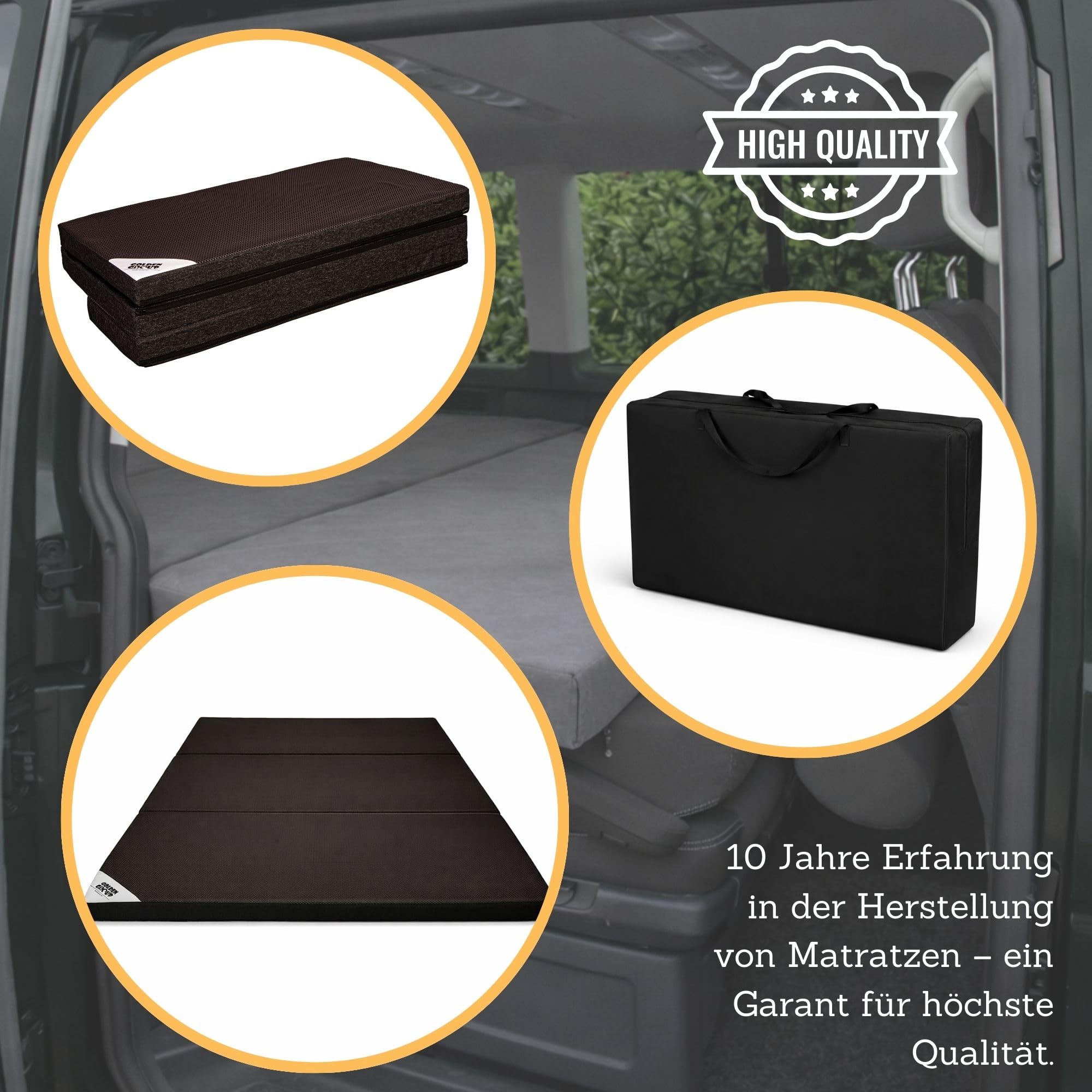 GoldenGroup Auto Matratze 200cm x 140cm - Passend für Mercedes Marco Polo Horizon - Faltbare - Camping Matratze - Auto Camping Zubehör - Klappmatratze Air-Flow 8-visco