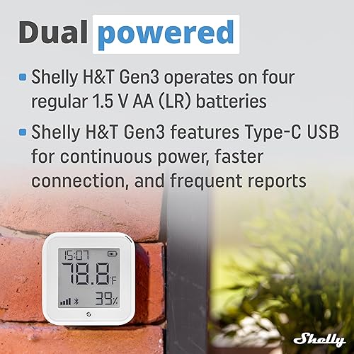 Miniatura 7 de Shelly H&T Gen3 Ivory Sensor inteligente de temperatura y humedad Wi-Fi y Bluetooth con control remoto de aplicaciones y monitoreo Escenas