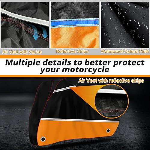 Miniatura 5 de Funda para motocicleta, impermeable para todas las estaciones, para exteriores, con empalme de línea inclinada, XXL, se adapta a Harley Davidson de