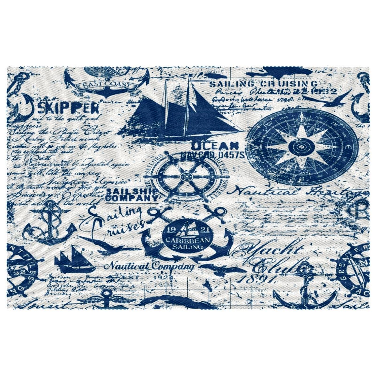 Set de table vintage maritim 30x45 cm antidérapant Lot de 6