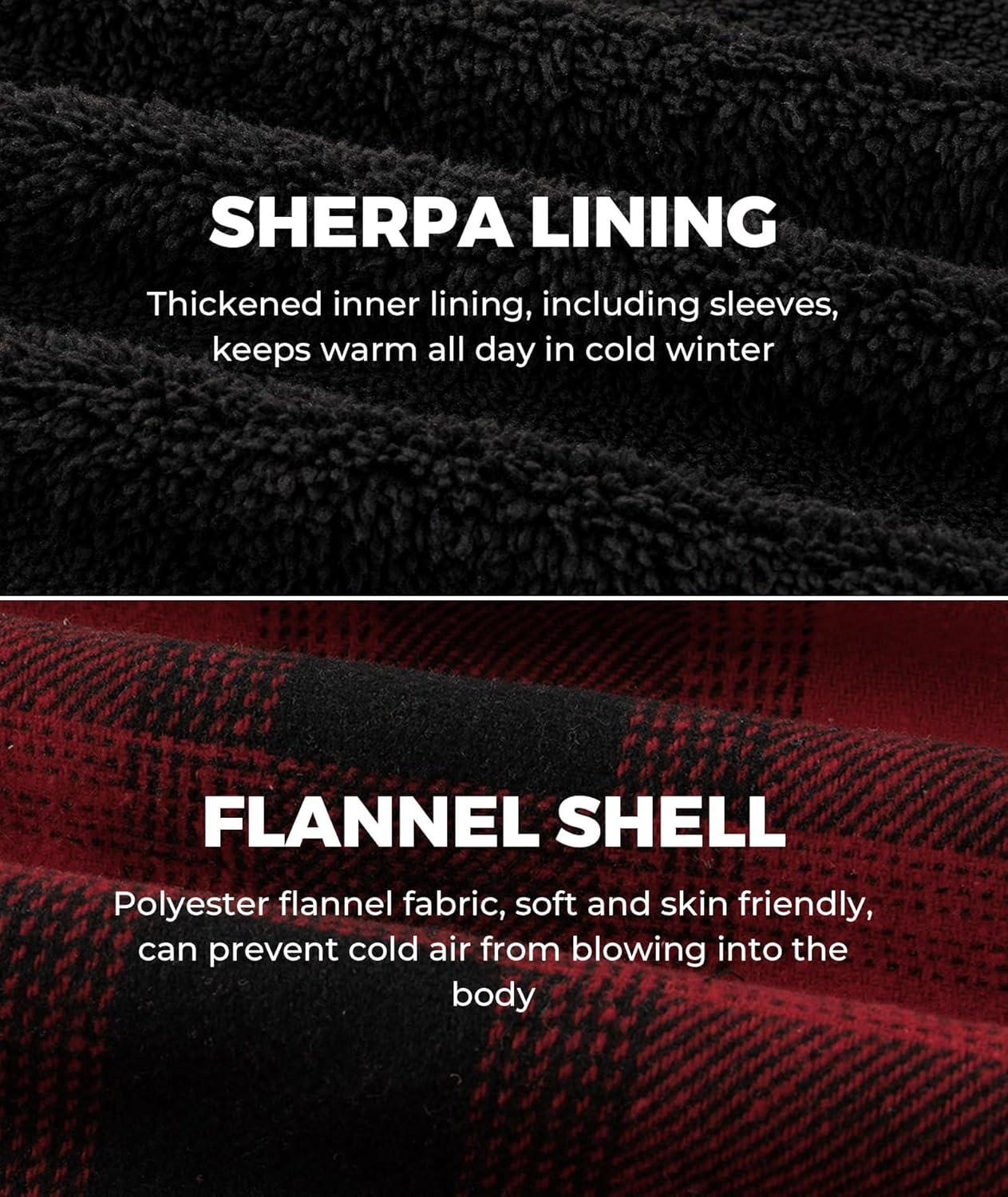 ZITY Men's Flannel Hooded Jacket Fleece Sherpa Lined Plaid Shirts Jackets Zip Up Sweatshirt Hoodies for Men with 4 Pockets - Image 5