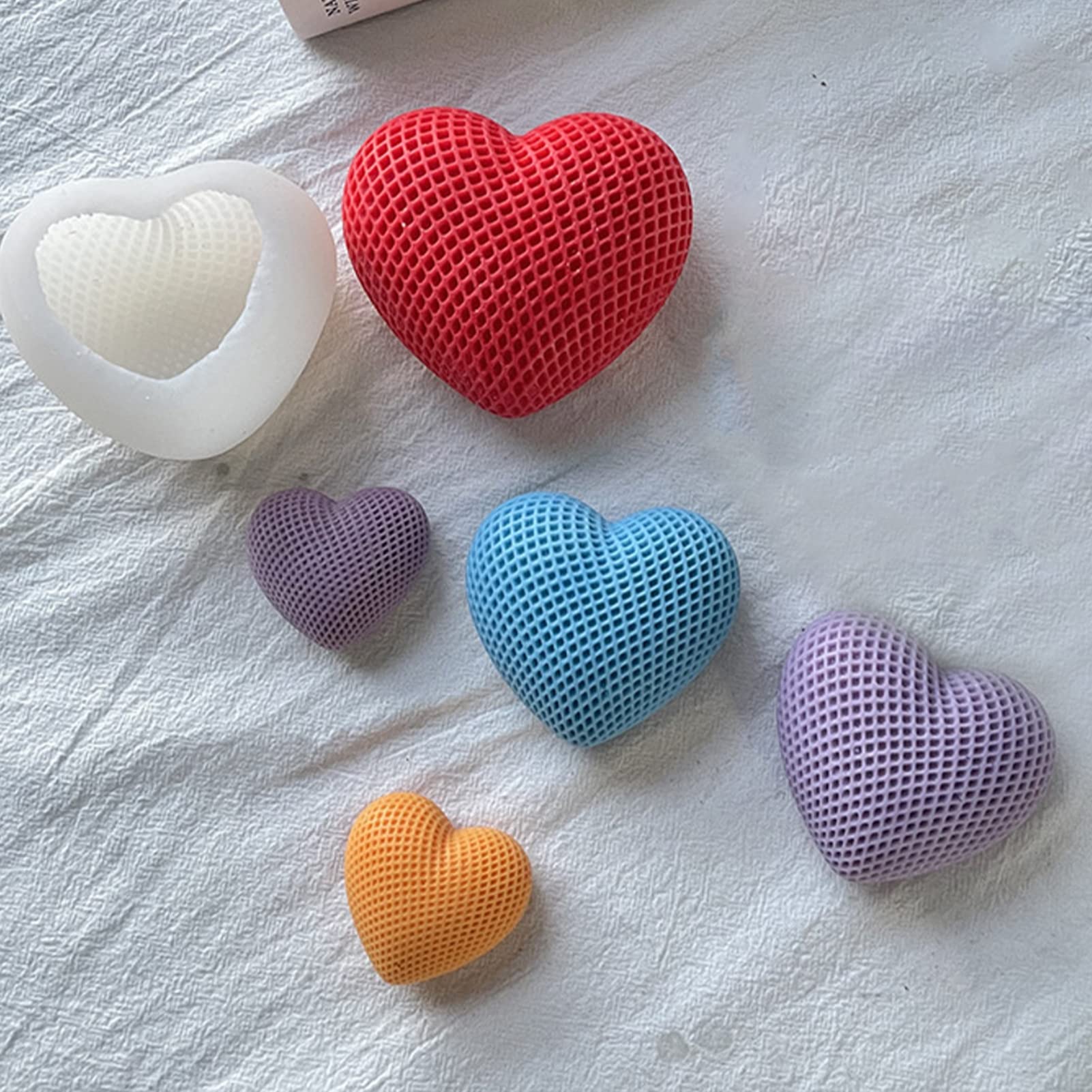 Molde de silicona para vela con forma de corazón, molde epoxi para cocinar para hacer velas, bonos, Savón, decoración del hogar, boda, juego de 3 piezas