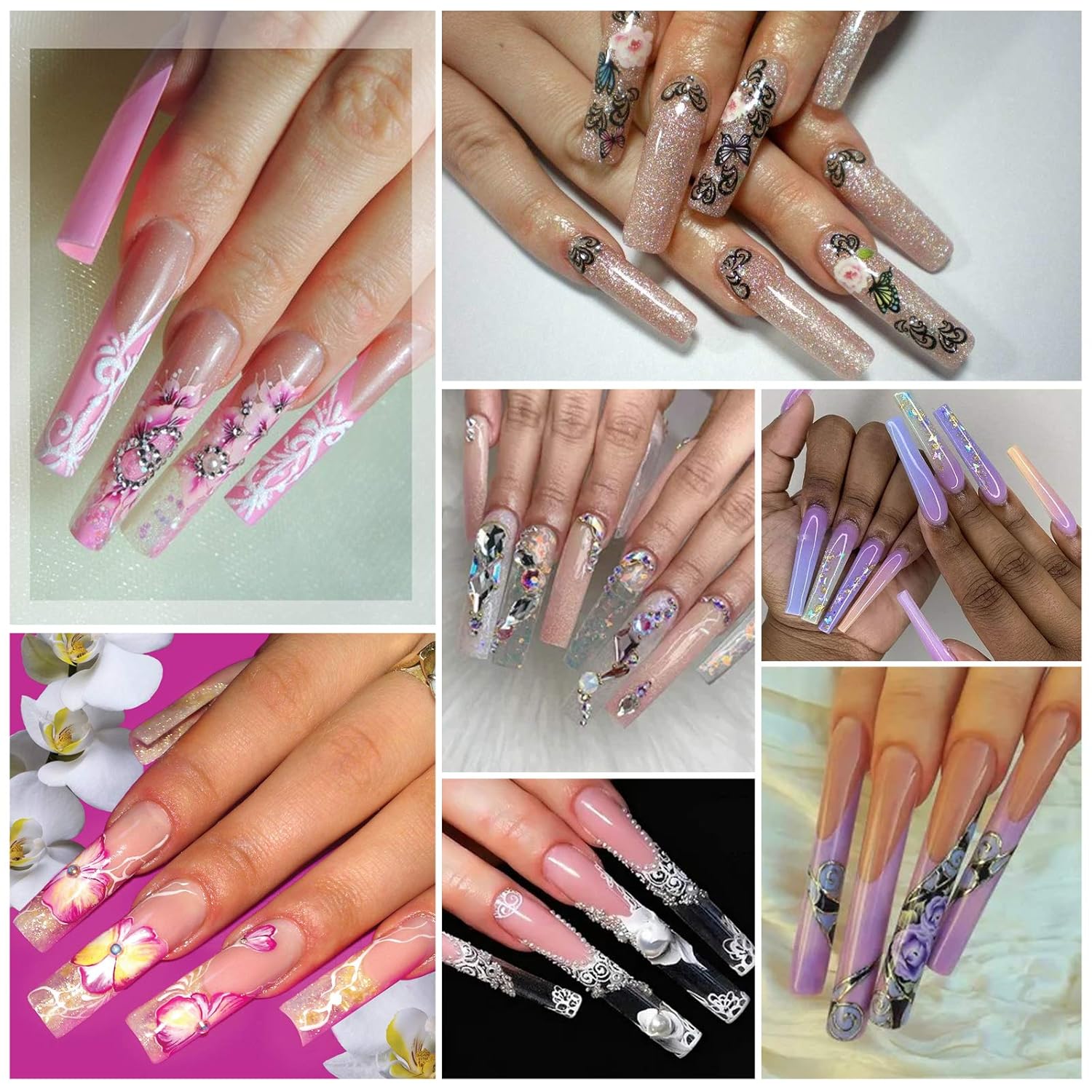 480PCS Extra Long C Curve Nail Tips and Glue, 2 Packs Natural and Clear Acrylic Nail Tips for Acrylic Nails Professional Set, 12 Sizes Artificial XXL Long Straight Square French False Nail Tips : Beauty & Personal Care