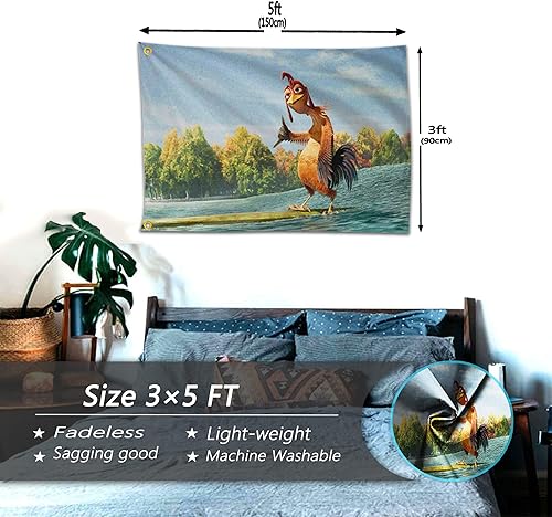 Miniatura 4 de Bandera de pollo de 3 x 5 pies divertida bandera de pared para decoración de dormitorio universitario exterior dormitorio u oficina en casa
