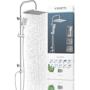 Sch tte Mallorca Shower Set with Large Rain Shower Hand Shower with 3 Jet Types Shower System without Fittings Chrome