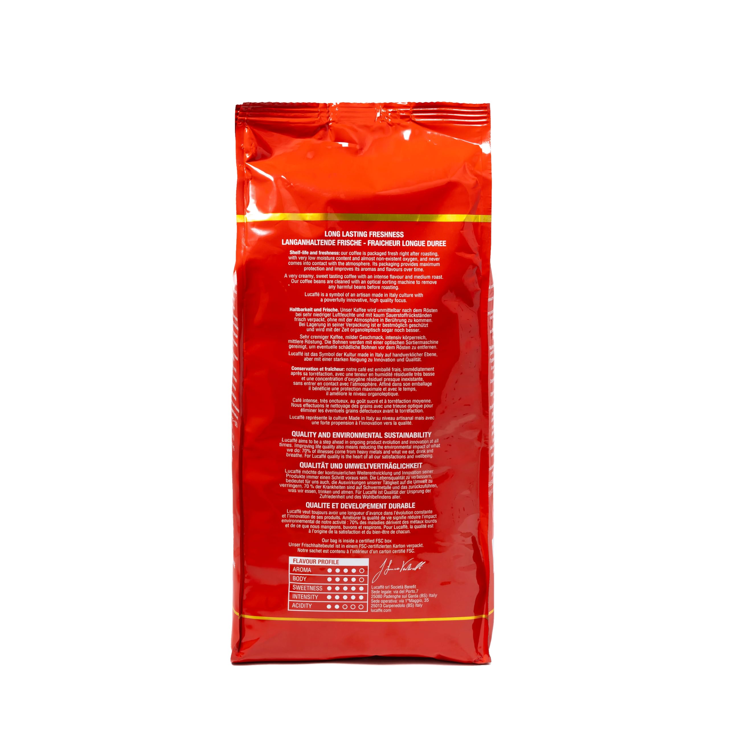 Lucaffè - Caffè in Grani Exquisit 1 Kg | Caffè in Chicchi Interi da macinare per Espresso | Tostatura Media | Gusto Squisito e Aromatico | Aroma Avvolgente