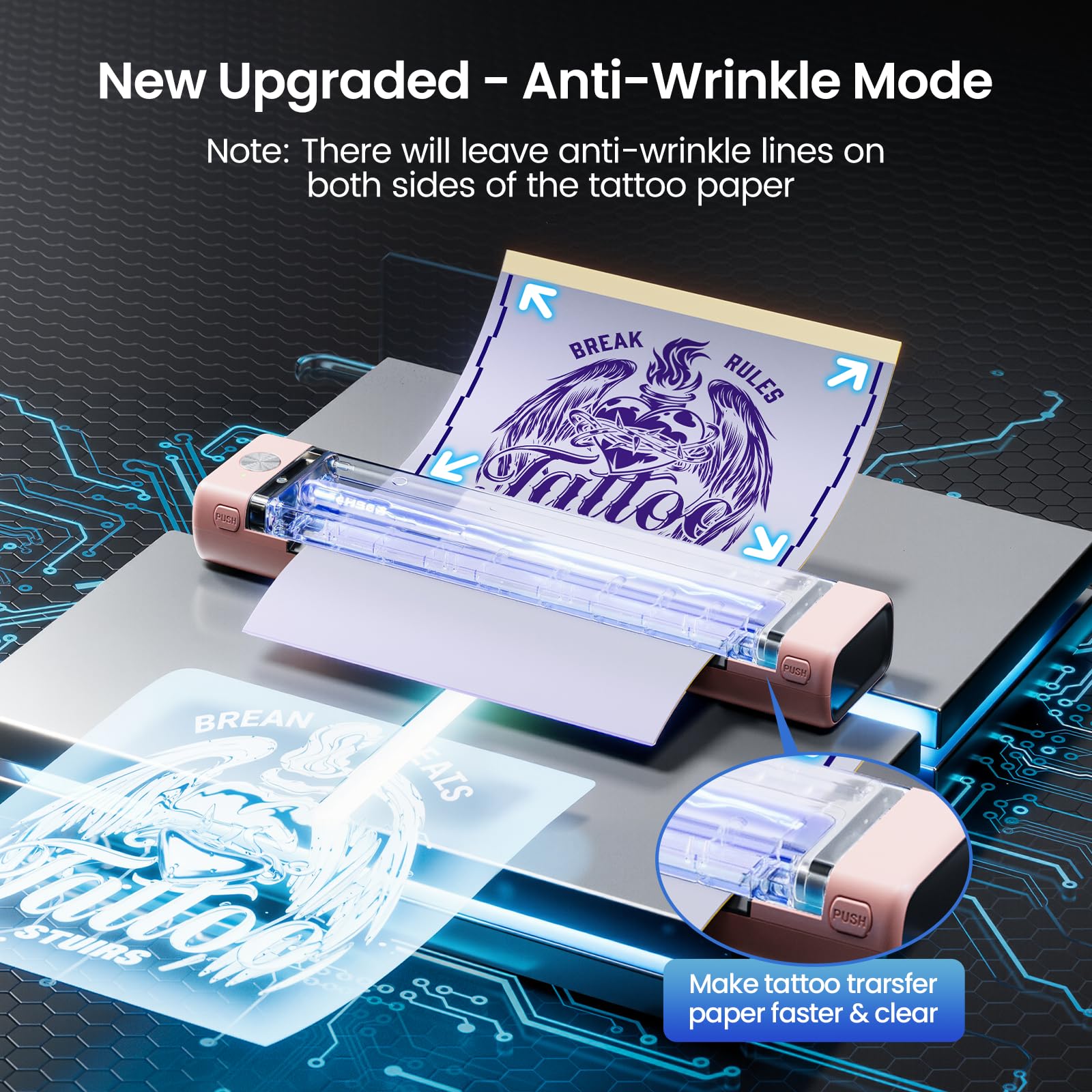 Phomemo Impresora de Tatuajes TP88 Impresora Térmica Tatuaje con 10 Plantillas A4 Papel de Transferencia de Papel de Transferencia Bluetooth Portátil Compatible con Smartphones, Tabletas y PC
