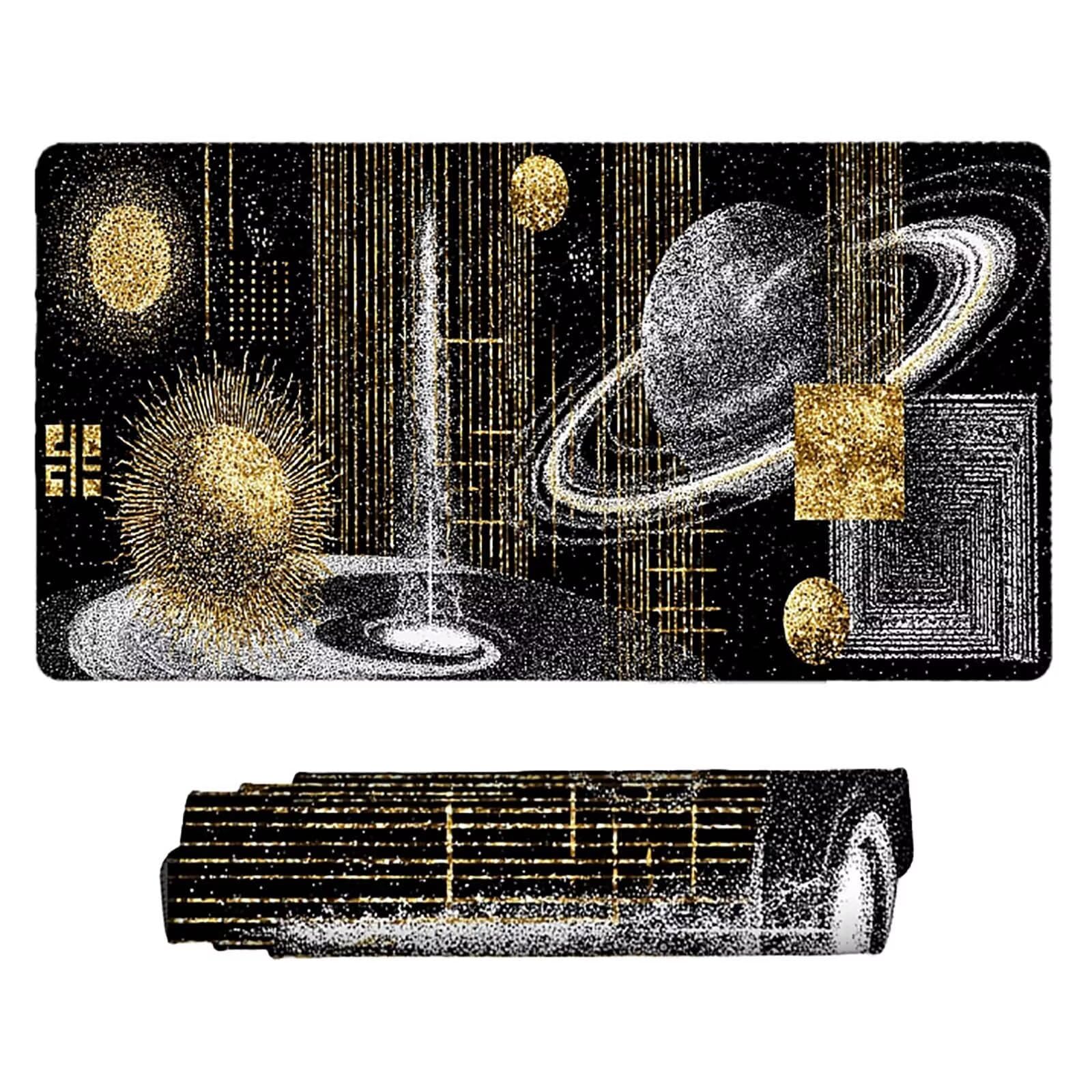 Schreibtischunterlage Grau Mauspad Gaming XXL Mousepad Wasserdichte Rutschfeste Schreibtisch Unterlage, Verbessert Präzision und Geschwindigkeit, Gaming Zubehör, Deko Büro (Geometrie,100x50cm) 2-b6268