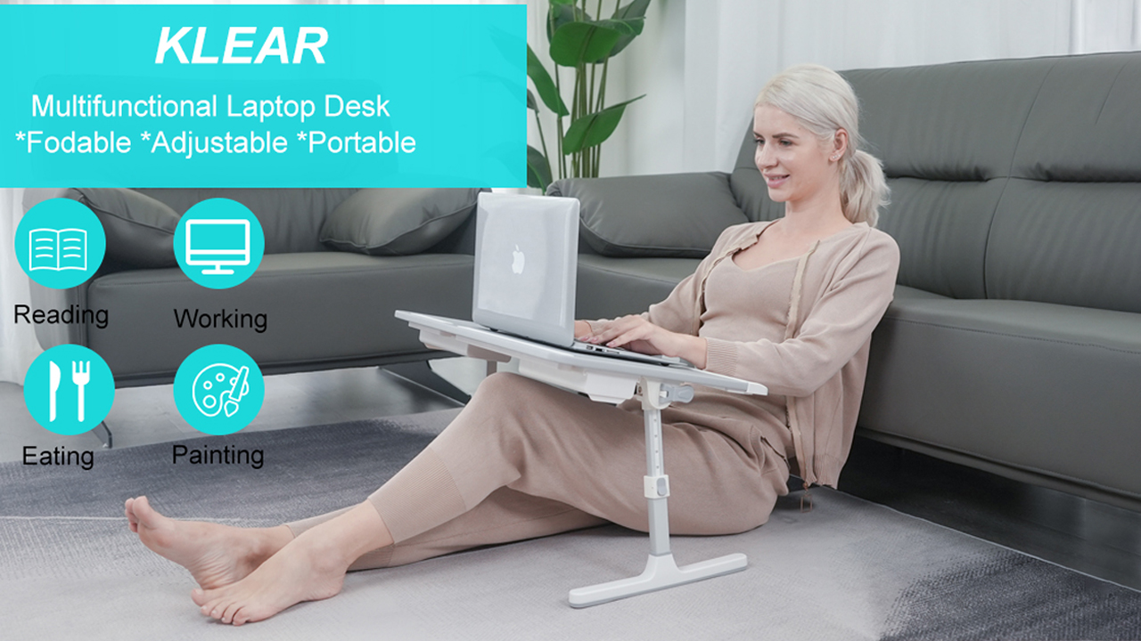 Tray Table Adjustable For Laptop,Height Adjustable Portable Recliner Workstation Bed Sofa Side Table Laptop Desk Remote Work Hospital Home Meals Bed Waln