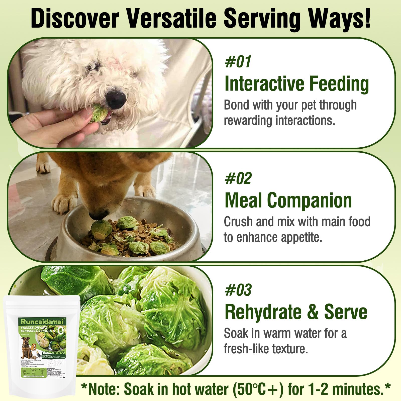 Cavoletti di Bruxelles Liofilizzati Naturali per Animali Domestici – Snack Monoingrediente, Ricco di Nutrienti e Basso in Calorie per Cani, Conigli, Uccelli, Tartarughe e Cavie 79g