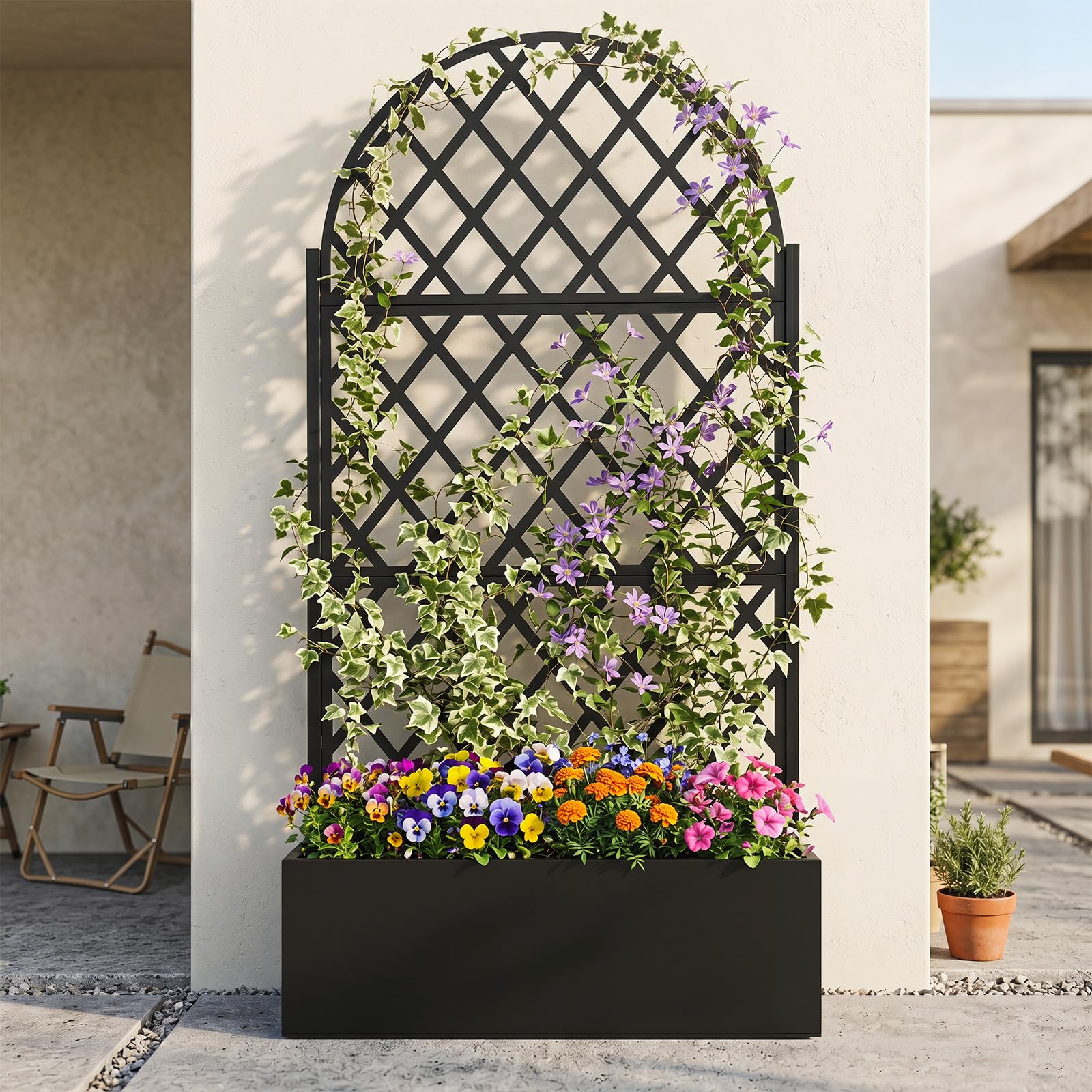 COSTWAY Orto Rialzato con Traliccio e Fori di Drenaggio 90 x 40 x 180,5 cm