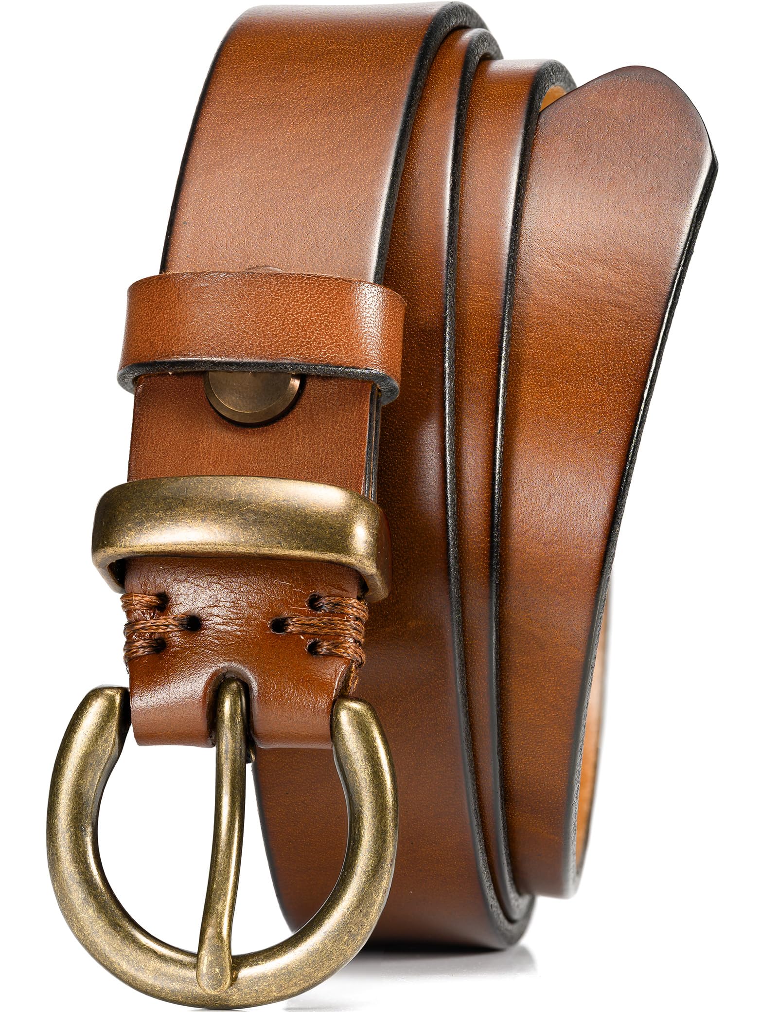 WOLFANT Full Grain Leather Belt for Women 1 1 Ladies Casual leather Jean Belt with Vintage Circle buckle