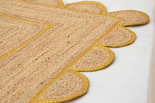 Miniatura 4 de Gautam International Alfombra bohemia de yute con patrón festoneado (2 x 6 pies, amarillo)