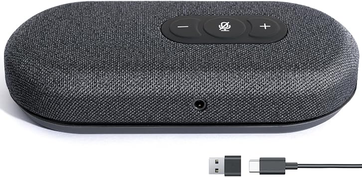 USB Speakerphone, Conference Computer Speaker with Microphone for Virtual Meetings, 360 Voice Pickup, Echo CancellationNoise Reduction, Plug and Play, Compatible with Zoom, Teams, Skype and More
