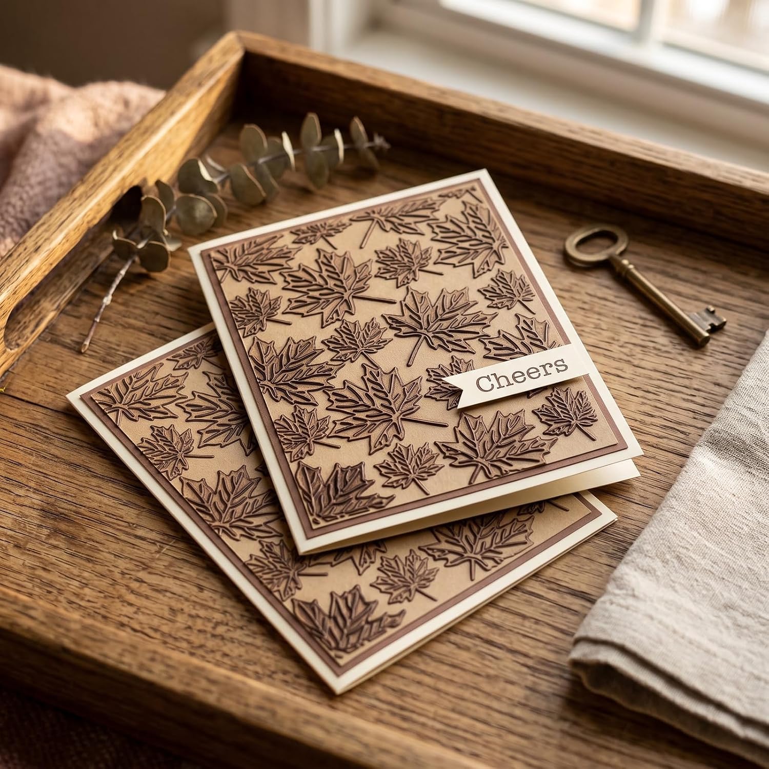 Habbiful Fall Maple Leaf Embossing Folder, Autumn Leaves 3D Paper Craft DIY