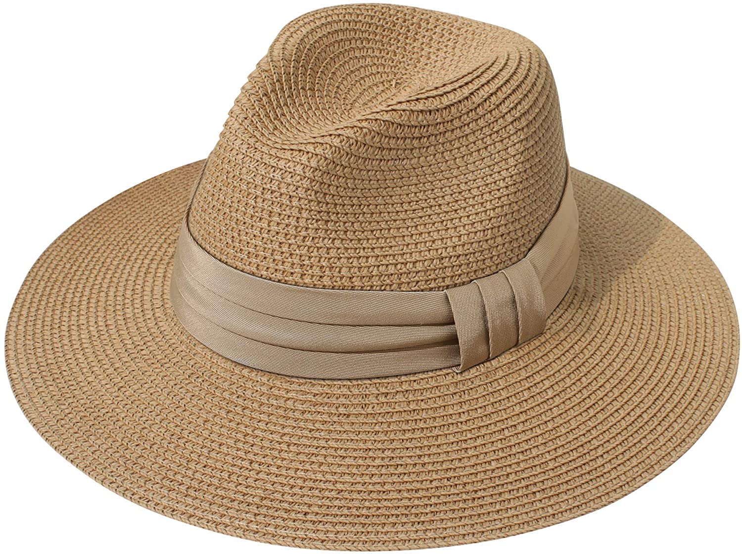 DRESHOW Mujeres Sombrero de Panamá Sombreros de Paja Sombrero de Verano Sombrero de Playa Fedora Sombrero de ala Ancha Sombrero de Paja UPF 50+