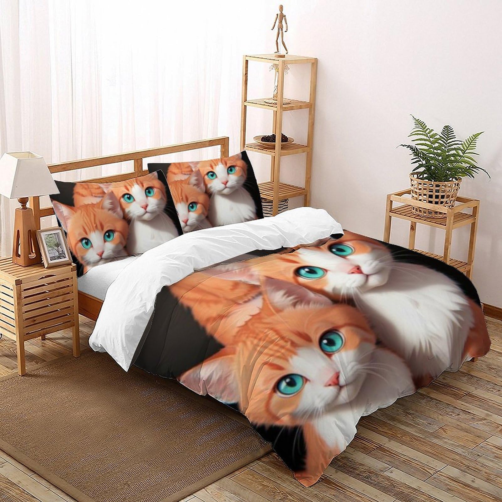 Housse de couette King 220x240 animaux 3D en microfibre avec fermeture éclair pour lit fille