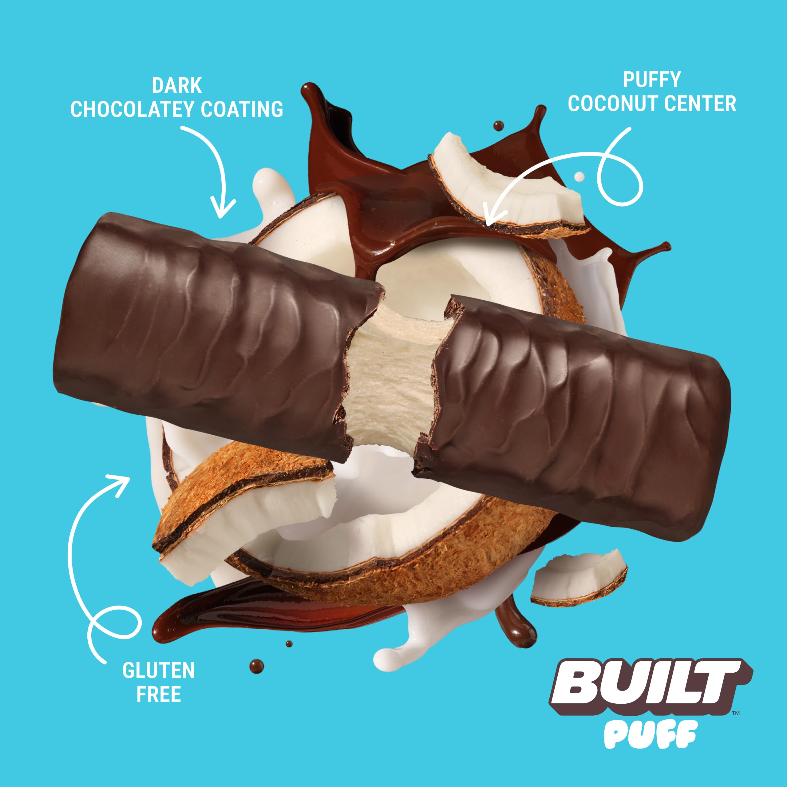 BUILT Puff Protein Bars, Coconut, 17g Protein - 12 Count — Amazon image 3