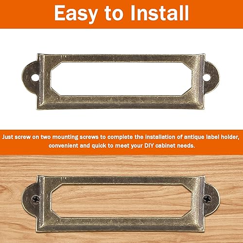 Miniatura 5 de 40 portatarjetas de metal antiguo para cajones de archivos, de biblioteca, marco de tarjetas de oficina vintage para cajones, gabinetes, estantes