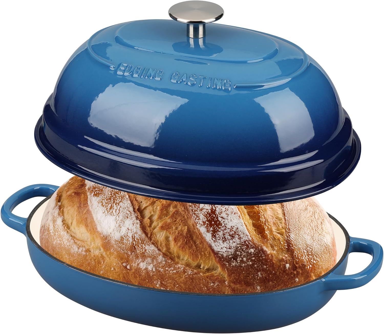 Enameled Oval Cast Iron Dutch Oven Pot with Lid, Bread Dutch Oven for Sourdough Bread Baking, Dutch Oven Bread, Bread Oven, 6QT, Lake Blue - Image 3