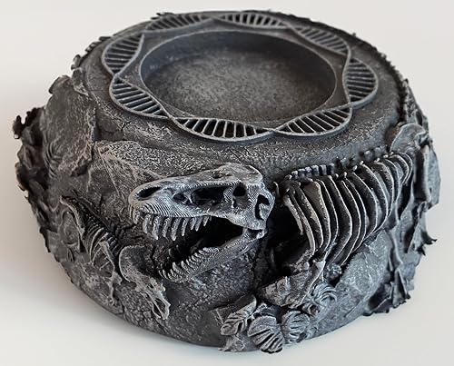 Miniatura 6 de VEOJEIN Decoración de base jurásica | Pisapapeles temático | Soporte de resina para coleccionables de dinosaurios | Esqueletos detallados, motivos