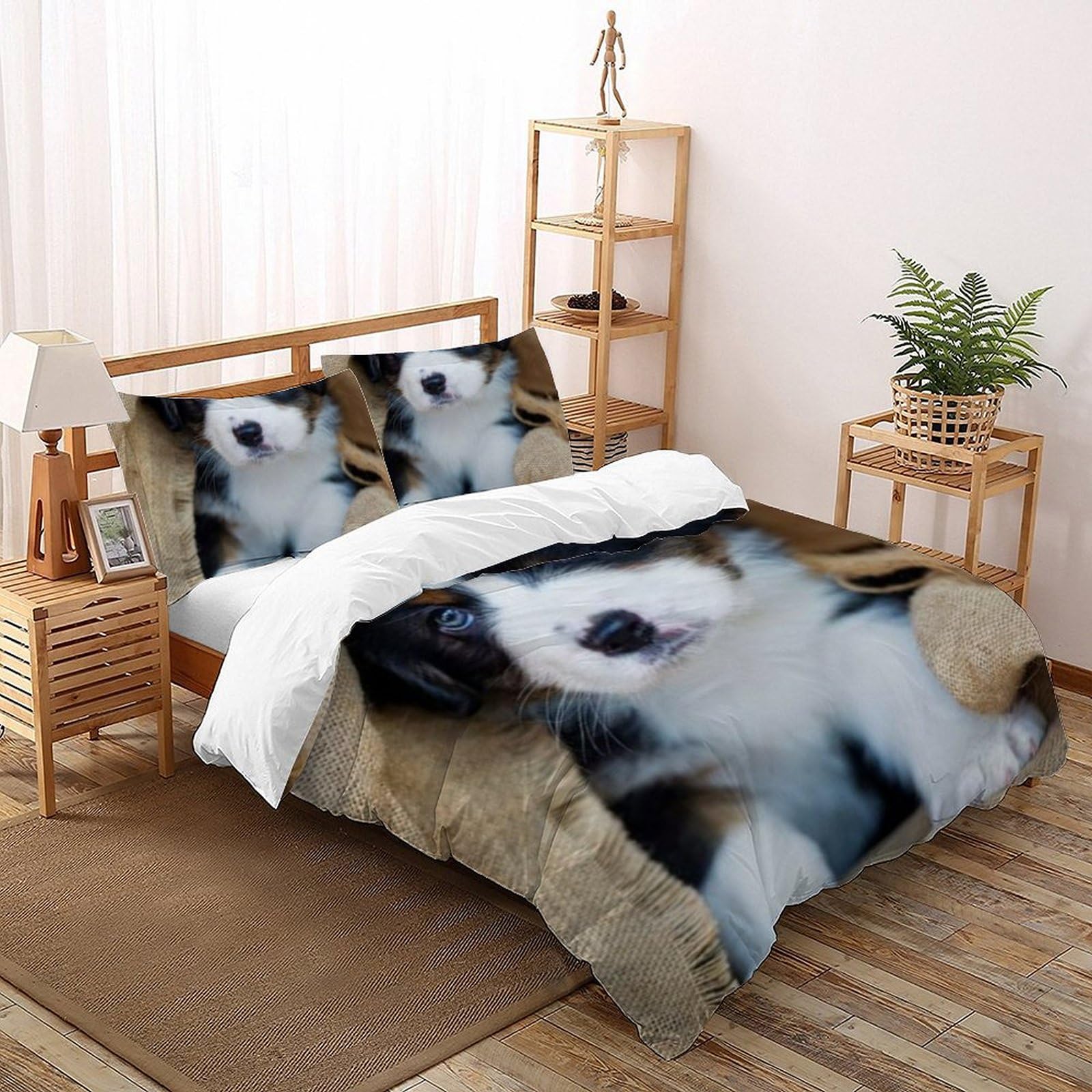 Parure de lit animaux imprimé 3D pour chambre d'enfant double