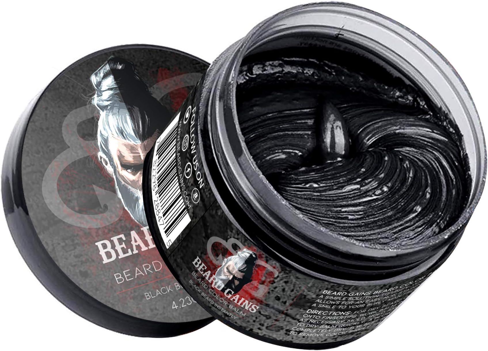BEARD GAINS Back to Black Beard Color Balm, Instant Gray, Red & White Hairs Cover Up, Back to Black Beard Butter | Temporary Colour Easy to Wash Out | MADE IN USA