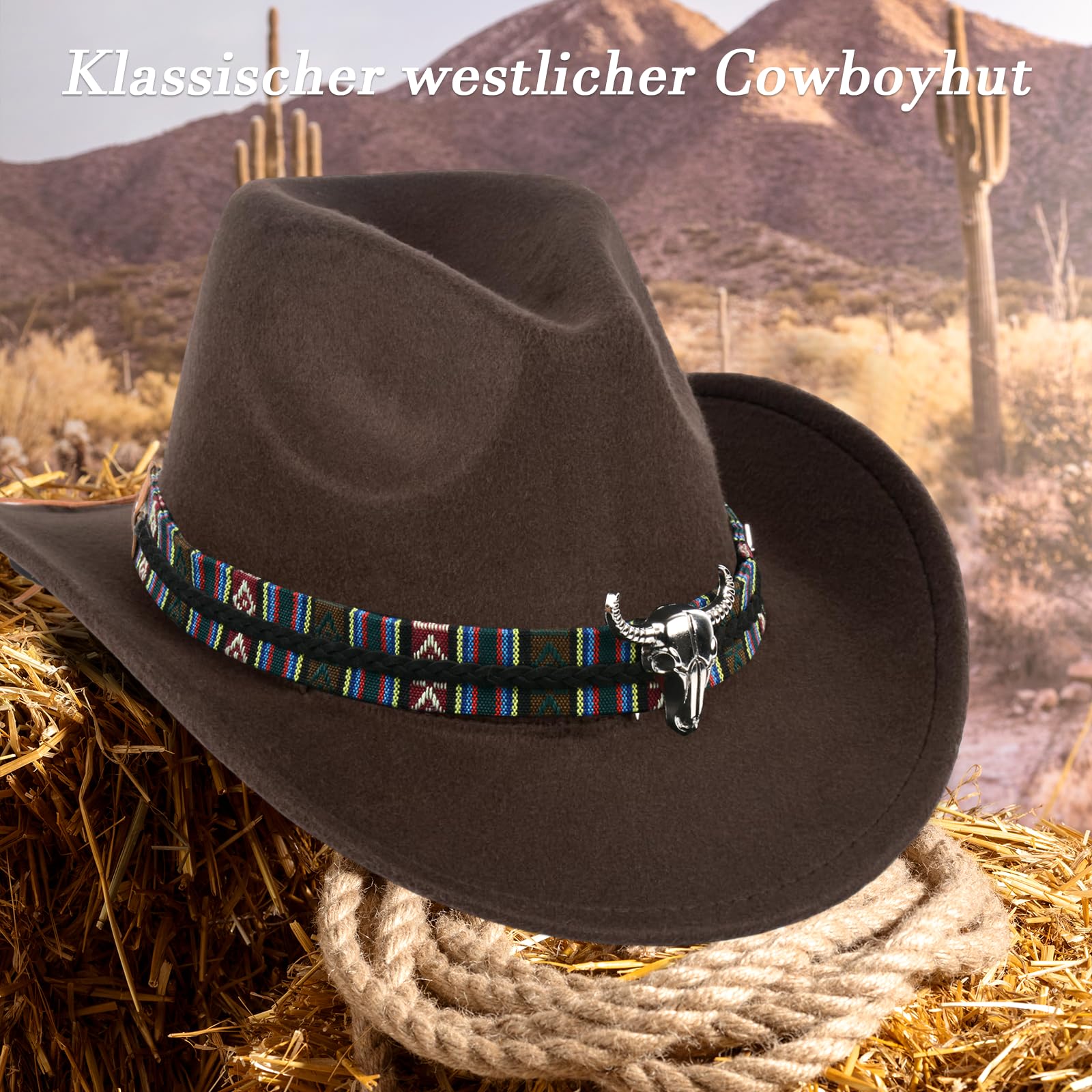 Männer und Frauen Western Cowboy Hüte, Western Hüte sind Feiertagskostüme, Karneval und Mottopartys, Kaffee