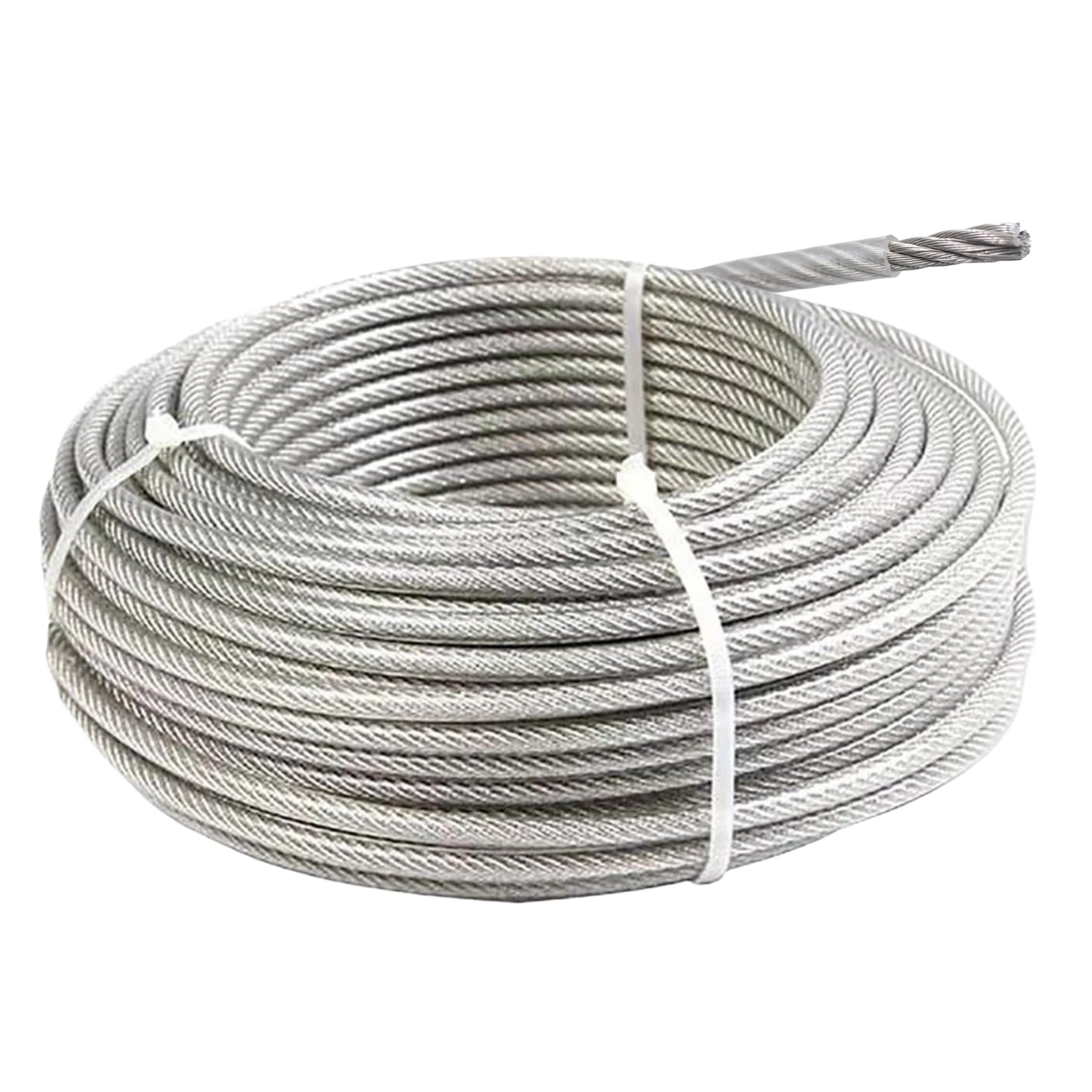Steel Wire Rope Premium Heavy Load Strength for Gym Machine Equipments, Professional Cable Machines, Mountain Climbing (Transparent PVC Coating, 3MM)-image-20
