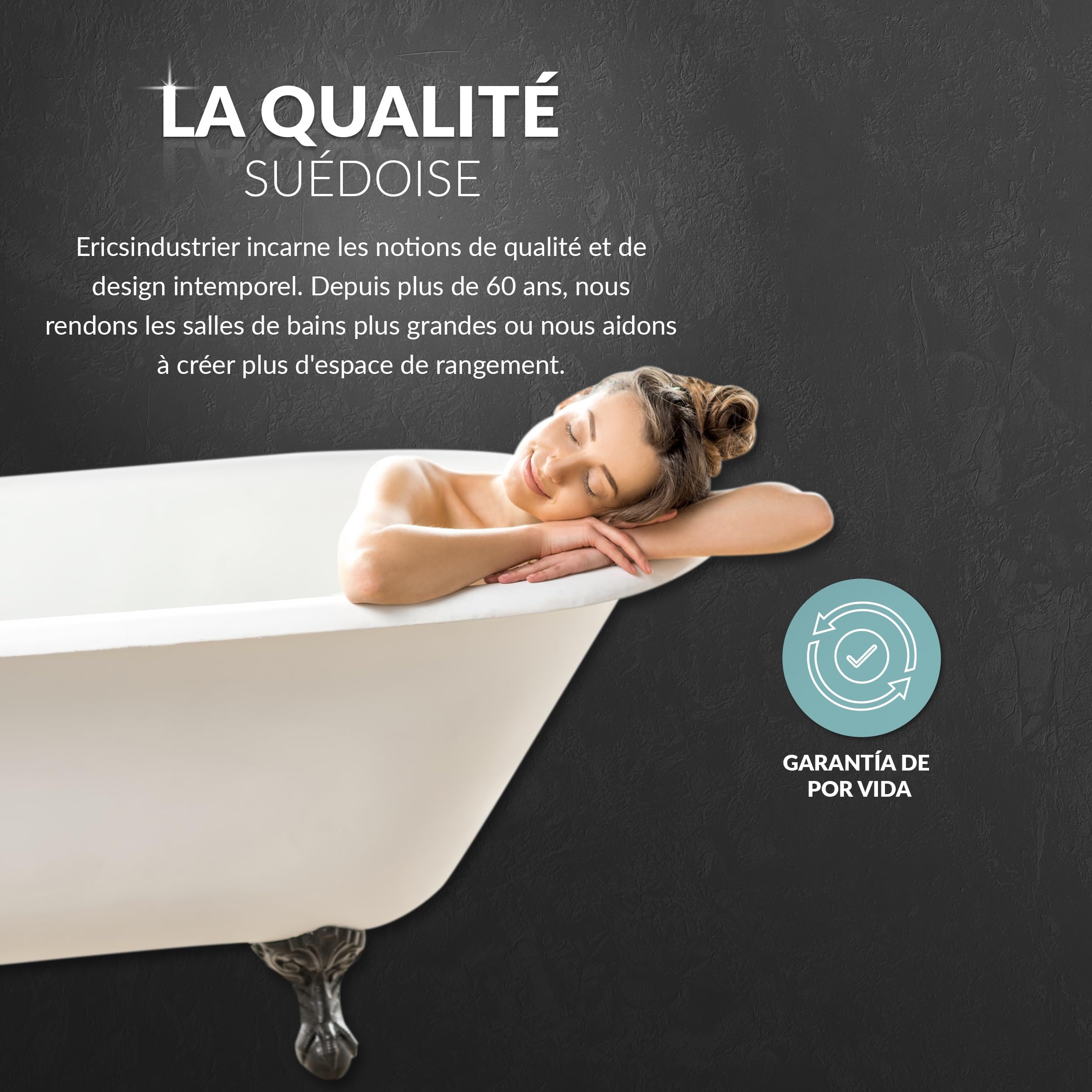 Erica Barre de Douche Réglable en L ou U – Blanc – 12 Combinaisons