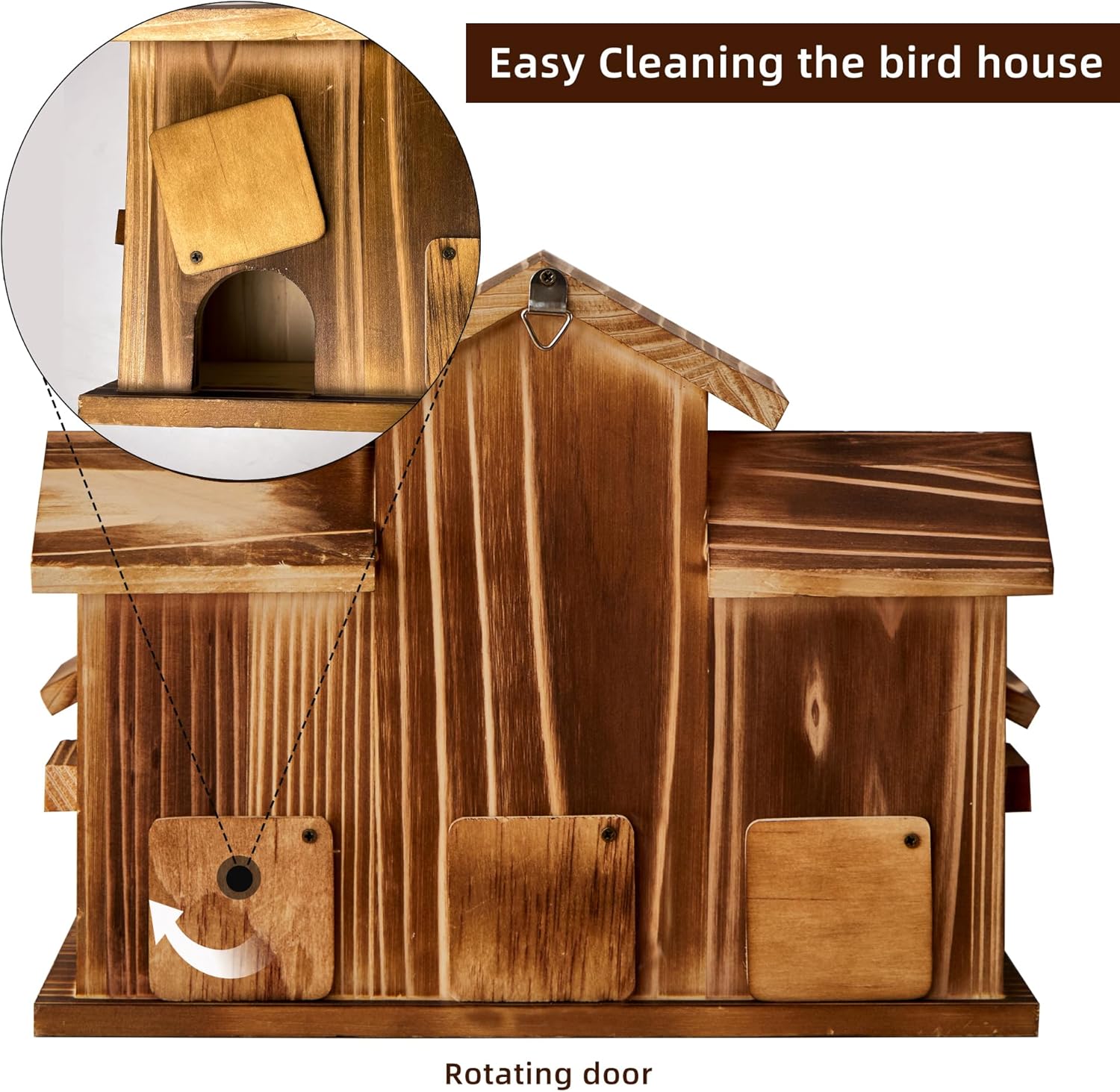 Bird House for Outside 5 Hole Bird Houses Room for 5 Bird Families Large Bird House for Garden/Courtyard/Backyard for Garden Decor-Finch Bluebird Cardinals Handmade Wooden Hummingbird House