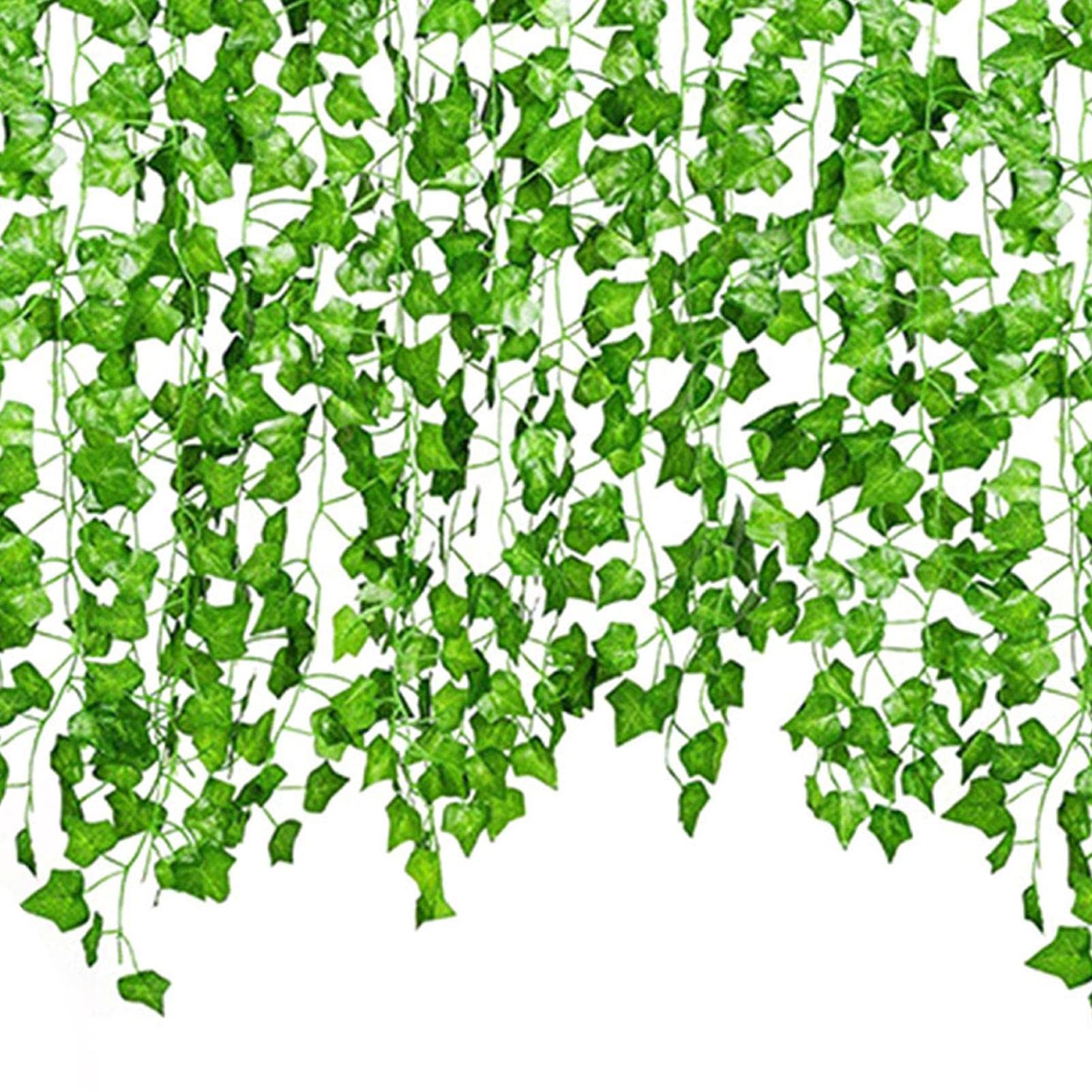 12 Pack 2.2M Fake Ivy Leaves - Ivy Garland Fake Vines - Plant Vine Hangings Fake Leaves, Wedding Wall Green Decorative Flowers
