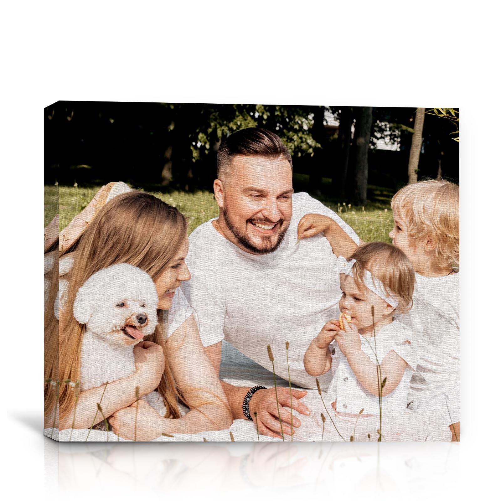 Custom Canvas Prints with Your Photos, Personalized Canvas Framed Wall Art, Watercolor Painting from Photo for Pet/Animal, Artwork with Picture for Home Decor Family Wedding Keepsakes Gifts 12x8 inch