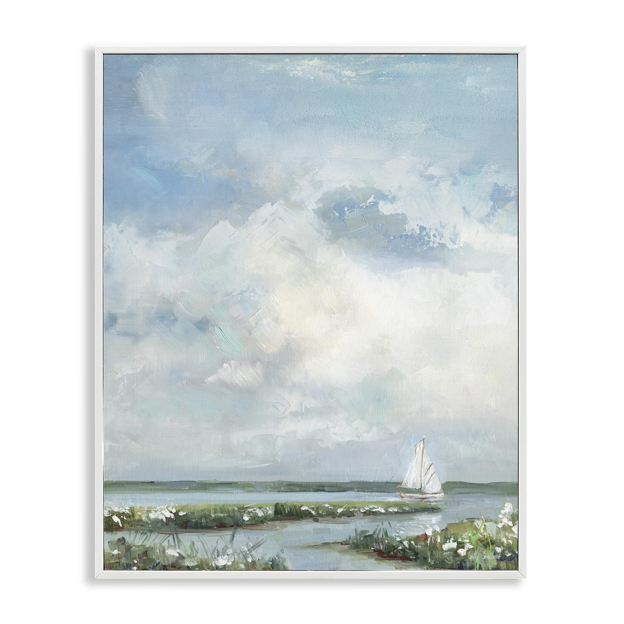 'Sailboat On Summer Marsh'| Framed Giclee Art