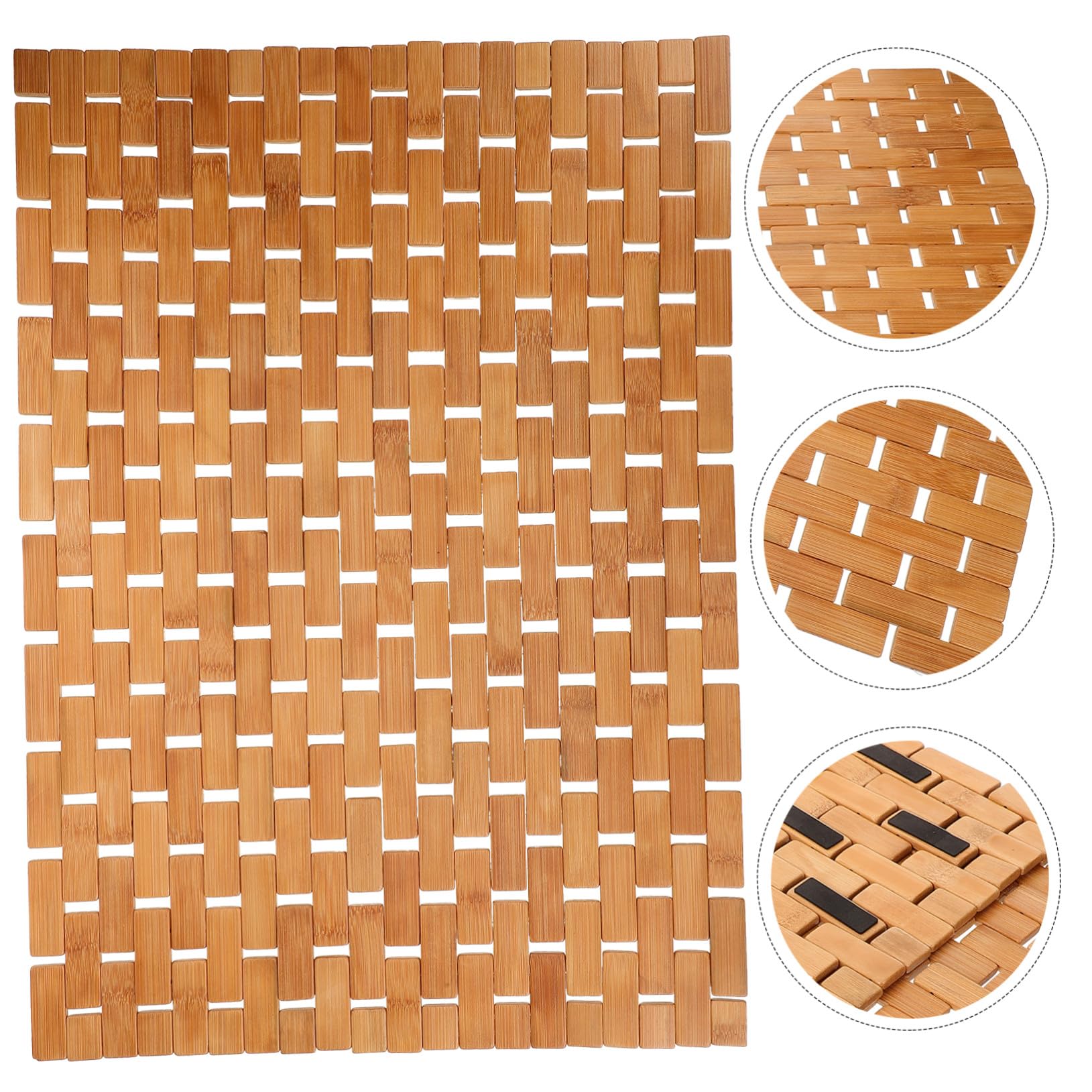 Mipcase Alfombra Superficie Lisa de Bambú Antideslizante Baño de Baño y Diseño Resistente Adecuado para Cocina