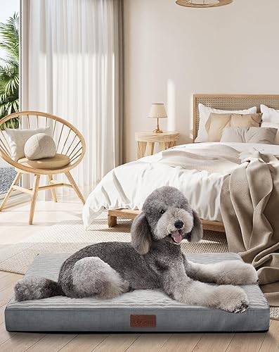 OhGeni Cama ortopédica impermeable y lavable a máquina para mascotas extra grandes, adecuada para jaulas, colchón para gatos con espuma de 25D en