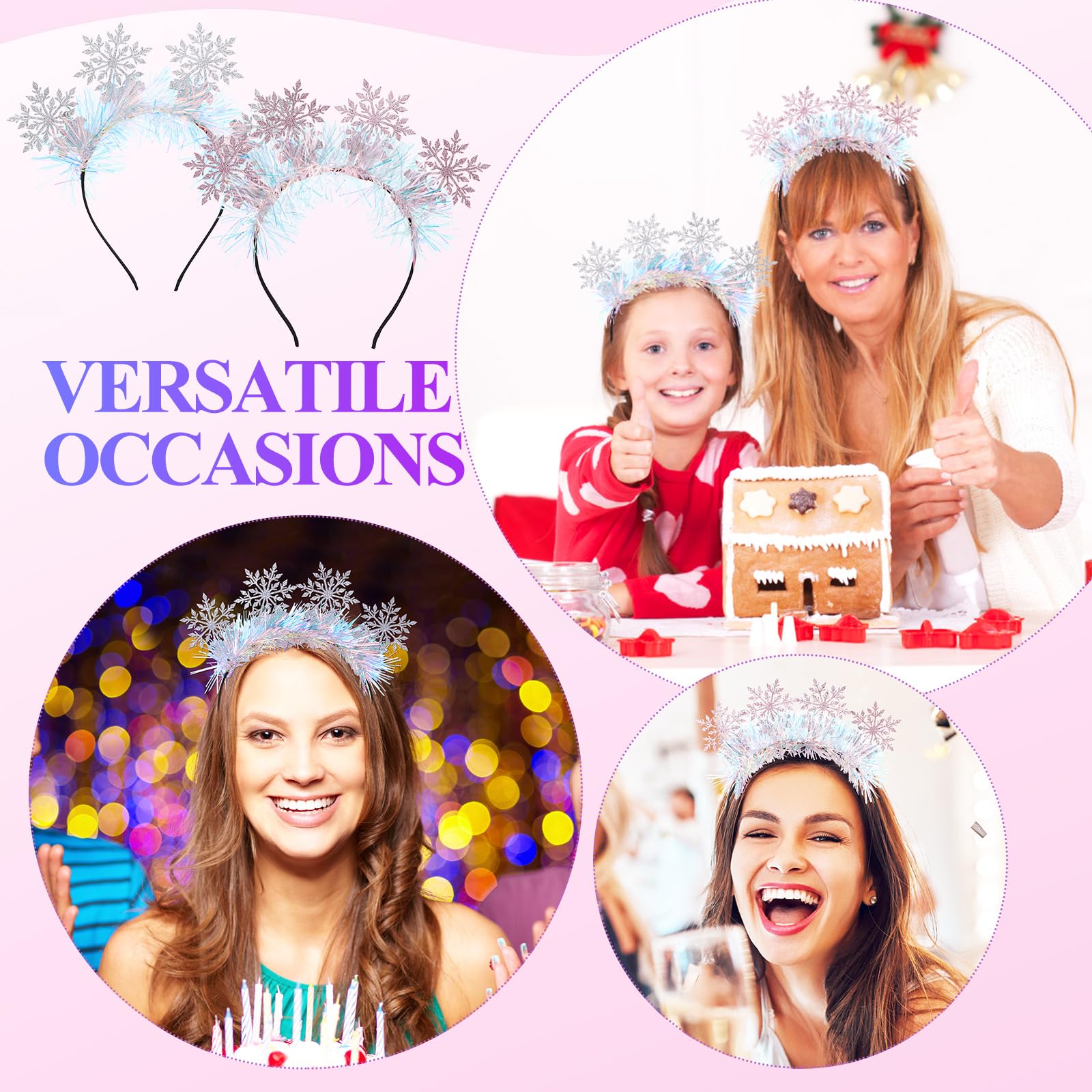 FOMIYES 2 Pcs Christmas Headband: Glitter Christmas Headband Xmas Rhinestone Hairbands Holiday Hairbands for Women Girls Xmas Party - Image 2