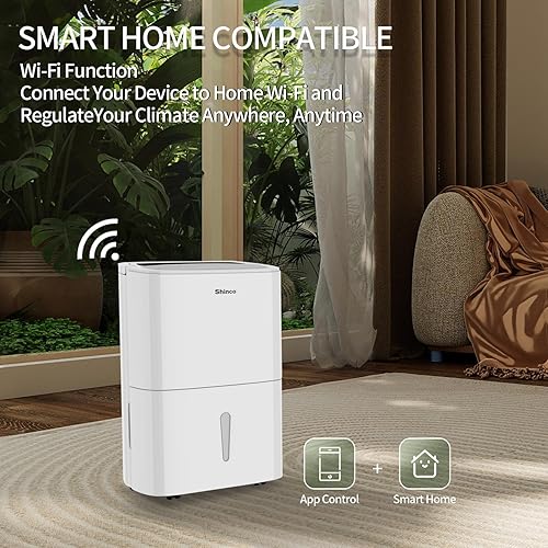 Miniatura 6 de Shinco Deshumidificador Energy Star de 7,000 pies cuadrados con bomba y WIFI, ideal para grandes salas industriales y sótanos domésticos,