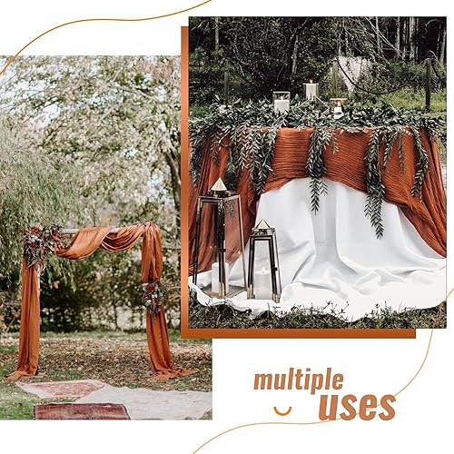 Miniatura 5 de Paquete de 10 caminos de mesa de gasa color terracota, camino de mesa de gasa de 10 pies de largo, semitransparente, bohemio o rústico, decoración