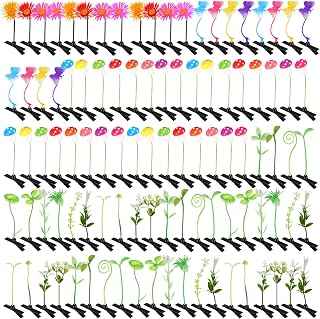 Tigeen 100 Pack Rave Sprouts Bean Sprout Hair Clips - Funny Plant Hairpins, Mixed Styles for Kids Parties & Raves