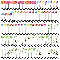 Vista 14 de Tigeen 100 Piezas Pinzas para el Cabello de Brotes de Frijol Horquillas Divertidas de Plantas Hierba Flor Mariposa Hongo Accesorios para el Cabello