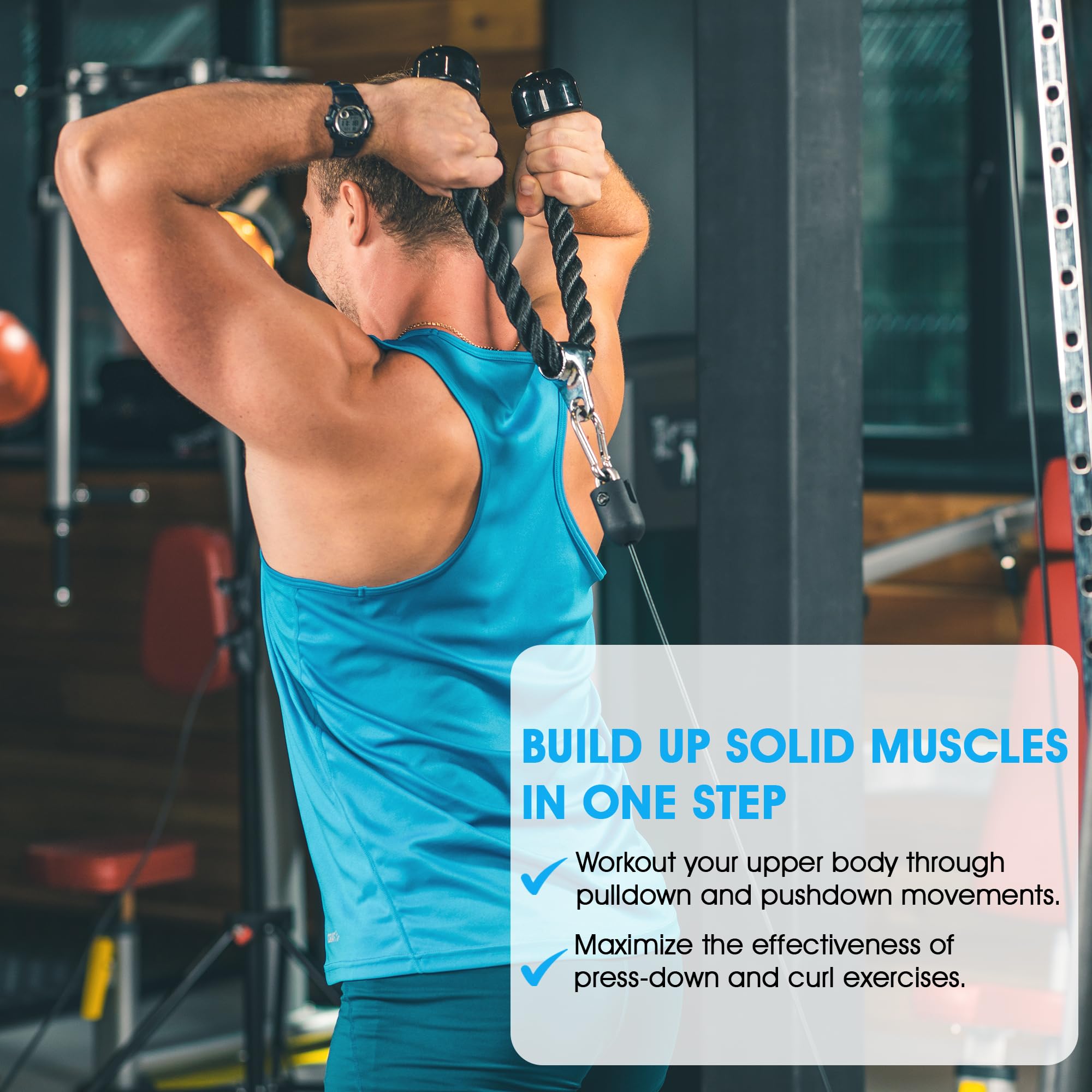 Triceps Press Down Katrol Kabel Machine Bevestigingssysteem Comfortabele Rubberen Grip Home Gym Triceps Press Down Katrol Kabel Machine Bevestigingssysteem Comfortabele Rubberen Grip Home Gym