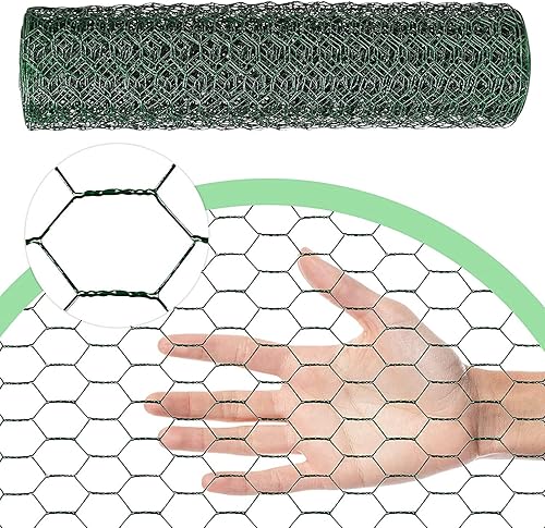 Miniatura 85 de Alambre de pollo de 13.7 pulgadas x 236 pulgadas, malla galvanizada hexagonal para valla de jardín para cercas de conejo y pollo