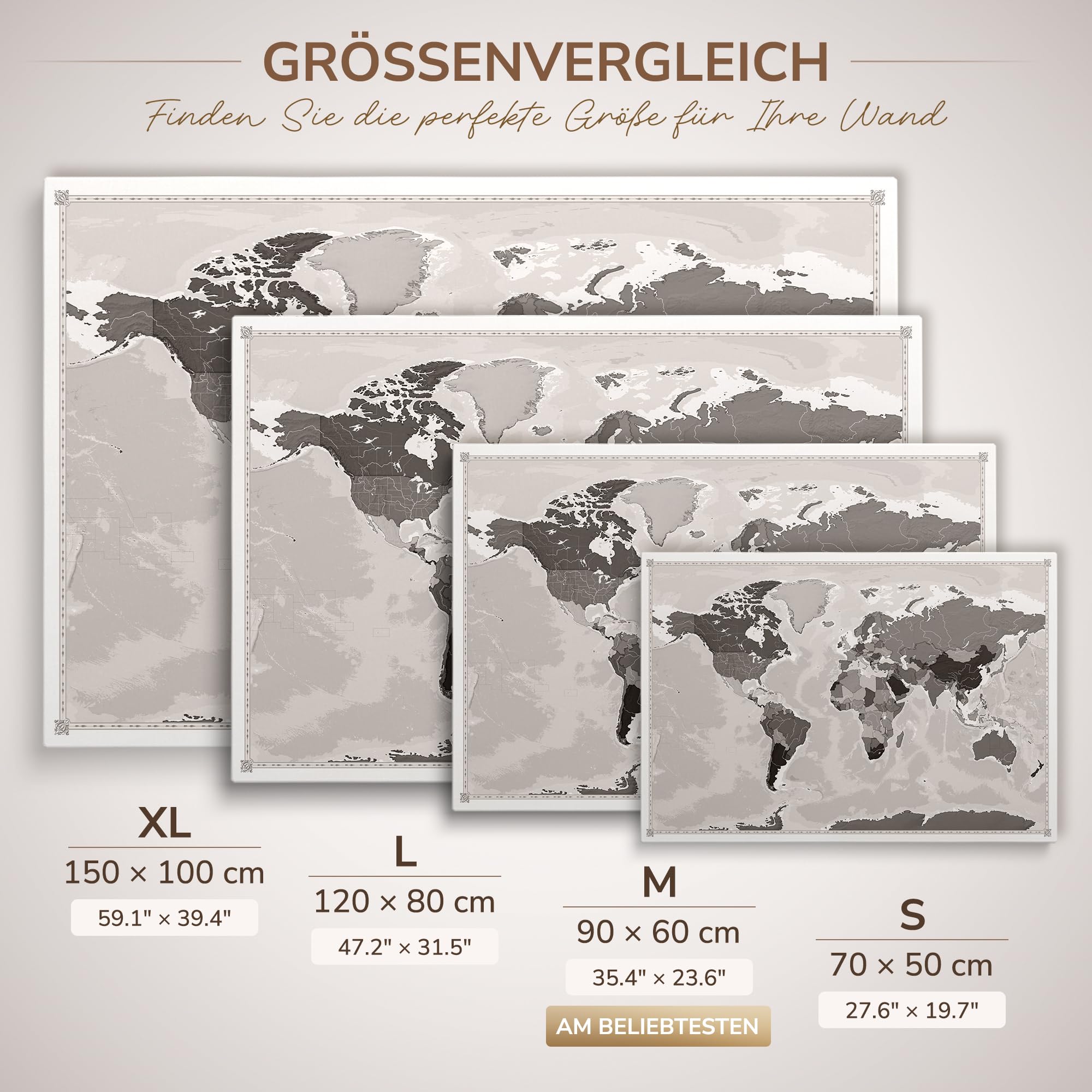 Generisch Personalisierbare Leinwand aus Weltkarte Motiv mit Rückwand-Pinnwand, perfekt für Reisende und als Wanddekoration, Dekorative Leinwandbilder, inkl. 100 Pins (Design 3, 120x80cm)