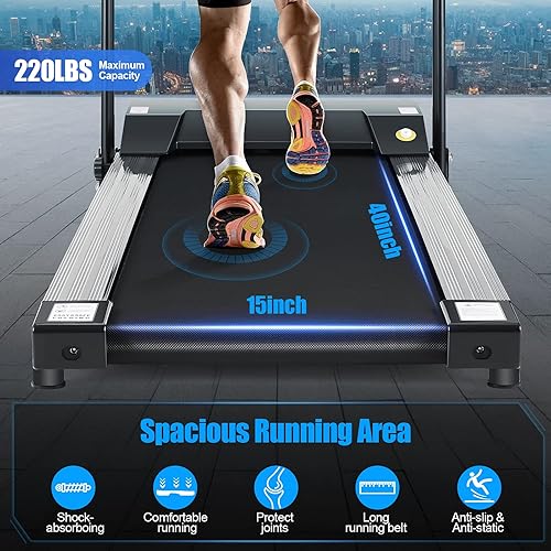 Miniatura 5 de Cinta de correr plegable para el hogar con monitor LCD motorizado, máquina de correr eléctrica con función de seguridad de parada automática