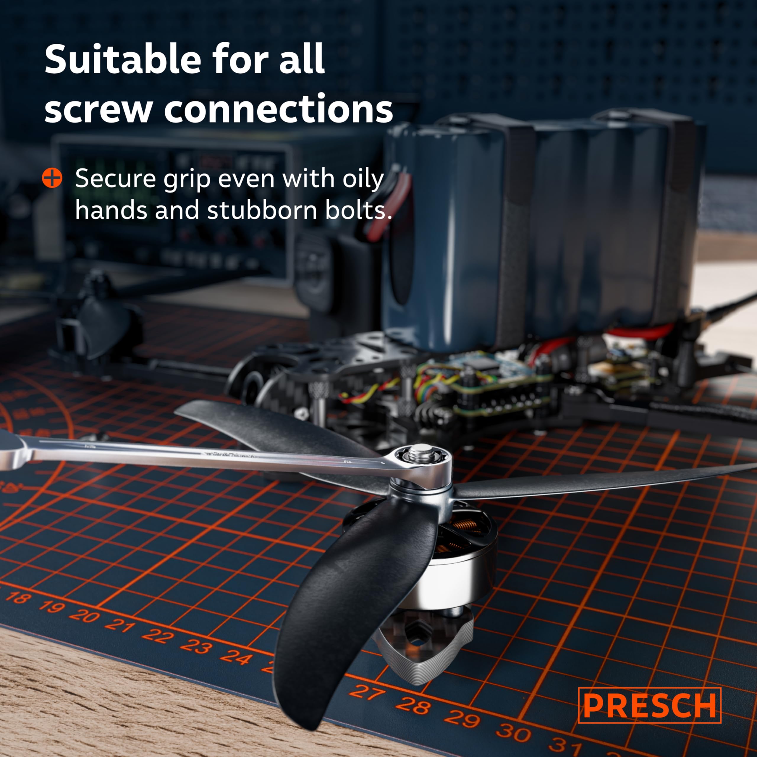PRESCH Combination Spanner 7mm, Precision-machined & exceptionally Robust Spanner, 15° Angled for Tight-Space Work - Image 3