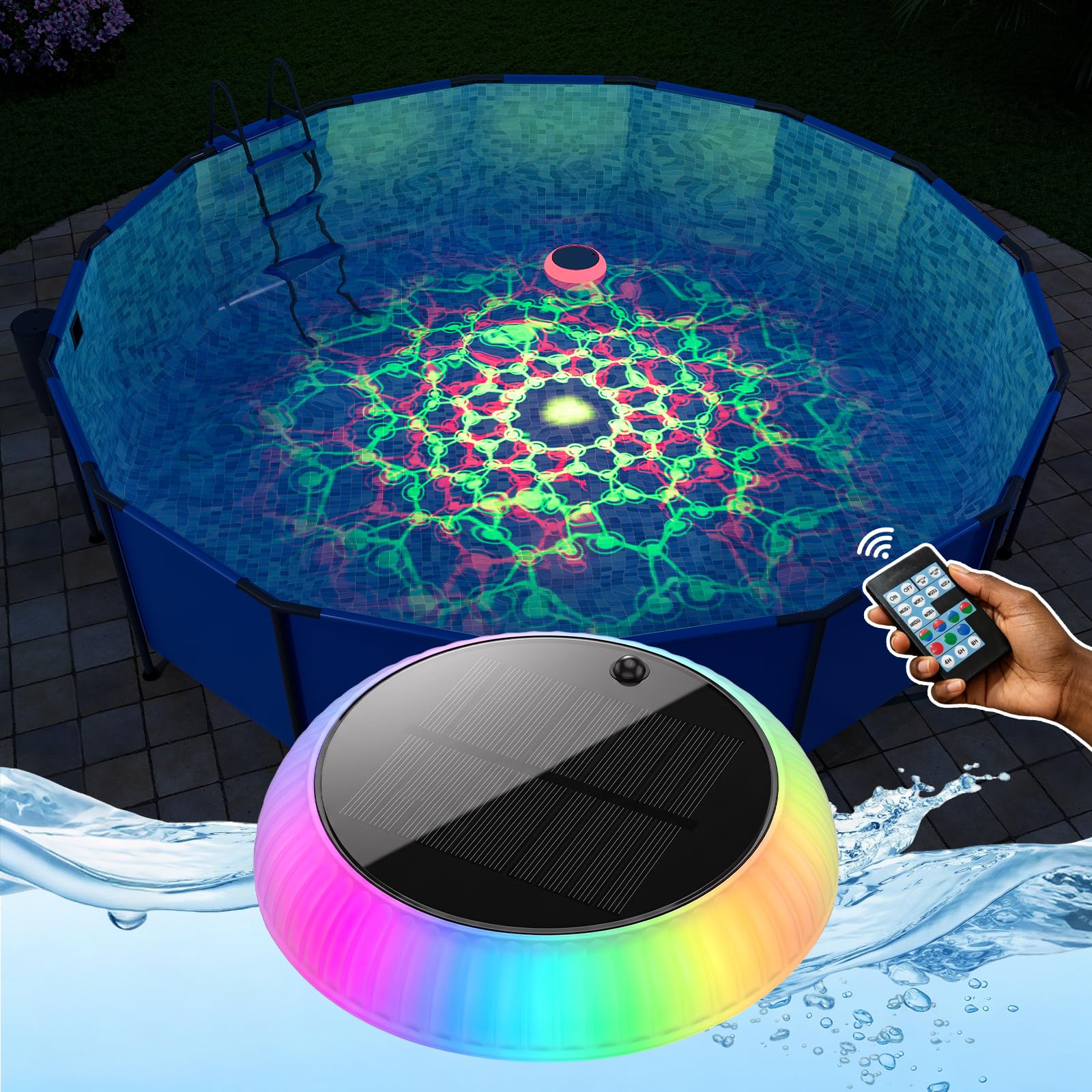 6.5 Inch RGB Solar Floating Pool Light with Remote Float Magic Lamp
