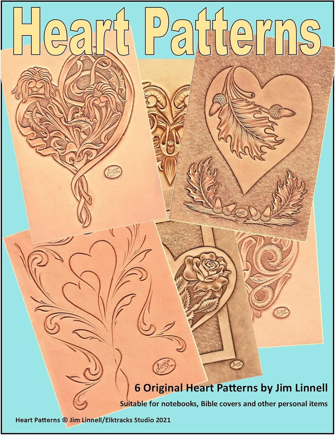 Heart Patterns for Leather Carving by Jim Linnell (Leathercraft Designs)